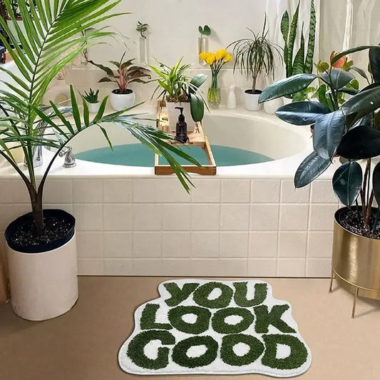 You Look Good" Tufted Rug - Green