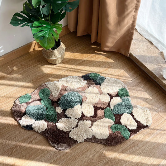 Irregular Tufted Moss Forest Bedroom Rug