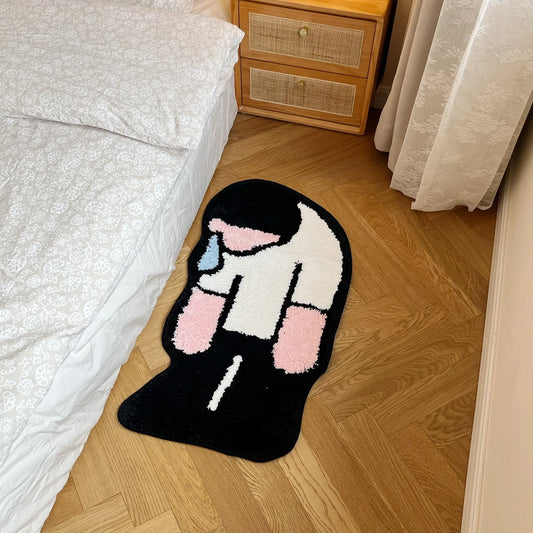 Handmade Tufted Sad Man Doormat