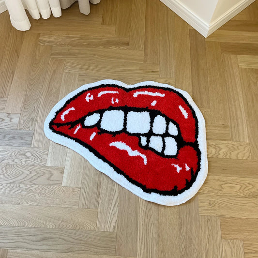 Red Lips Tufted Rug - Winter Warm Aesthetic