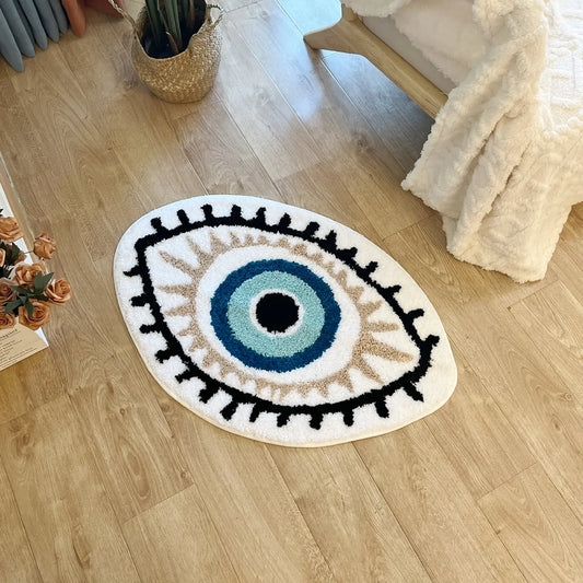 White Evil Eye Shaped Rug